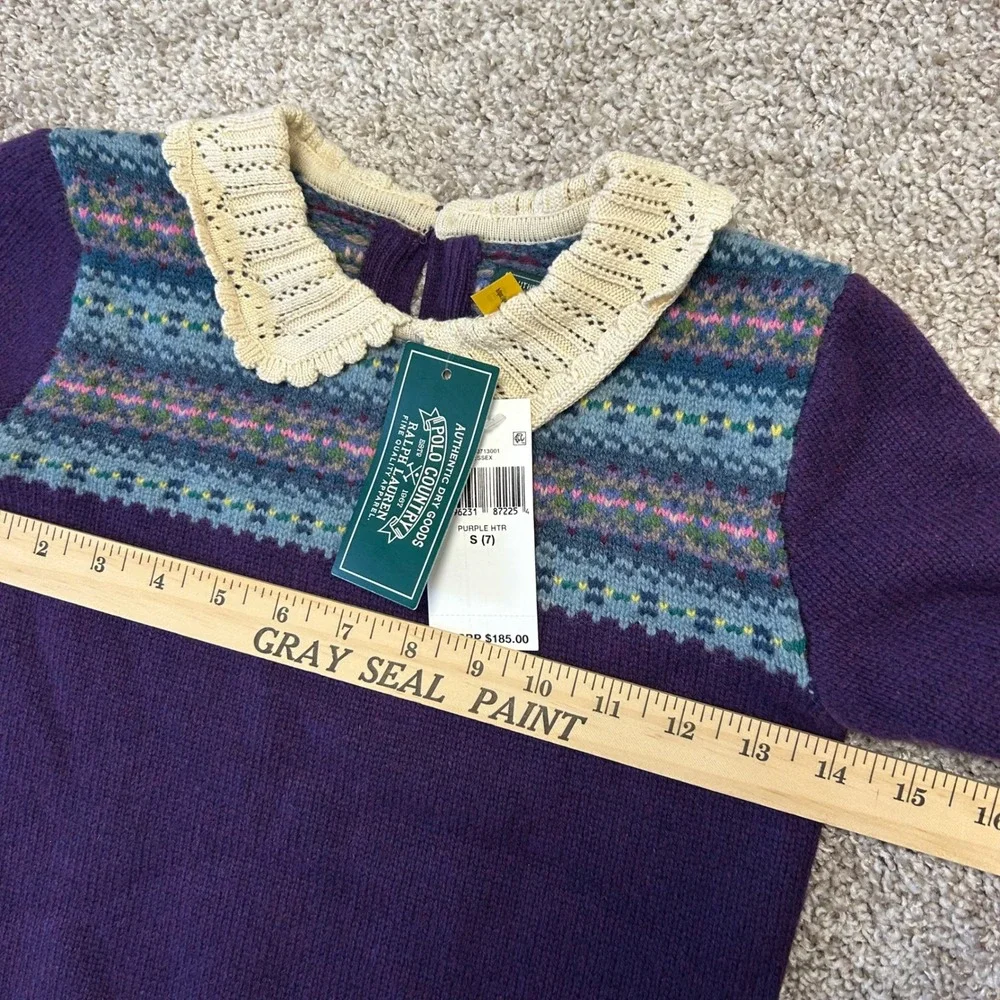 NWT Ralph Lauren Polo Country Wool Blend Jumper GIRLS Size Small‎ (7) Fair Isle
